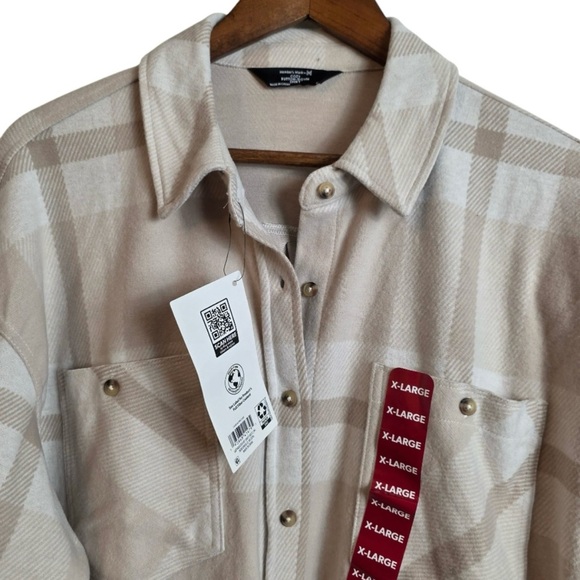Members Mark Cozy Button Down Long Sleeve
Plaid Cream And Tan Shirt. - Picture 4 of 13